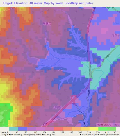 Talgok,South Korea Elevation Map