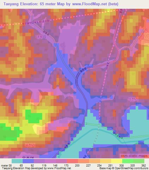 Taeyang,South Korea Elevation Map