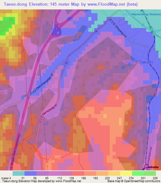 Taeun-dong,South Korea Elevation Map
