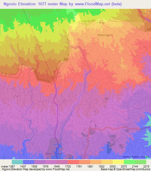 Ngovio,Kenya Elevation Map