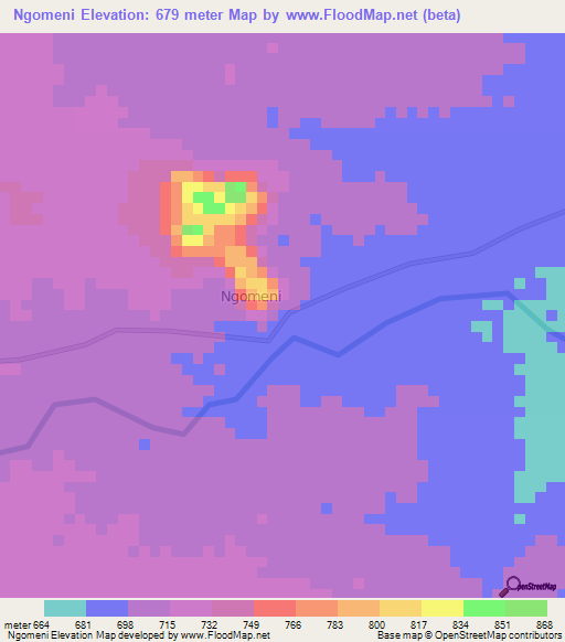 Ngomeni,Kenya Elevation Map