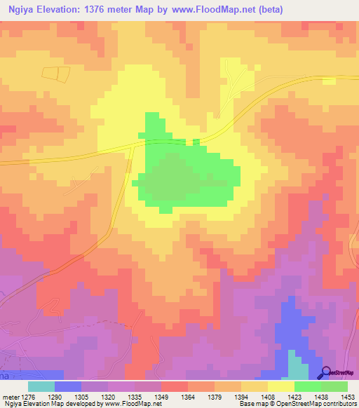 Ngiya,Kenya Elevation Map