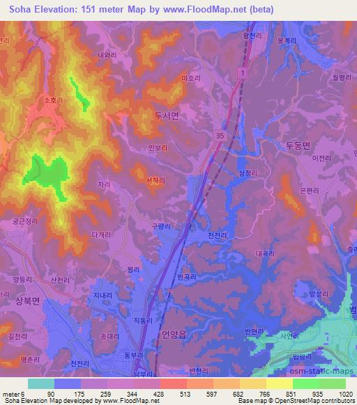 Soha,South Korea Elevation Map