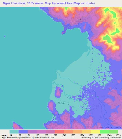 Ngiri,Kenya Elevation Map