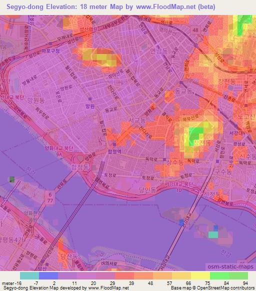 Segyo-dong,South Korea Elevation Map