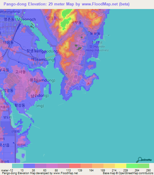Pango-dong,South Korea Elevation Map
