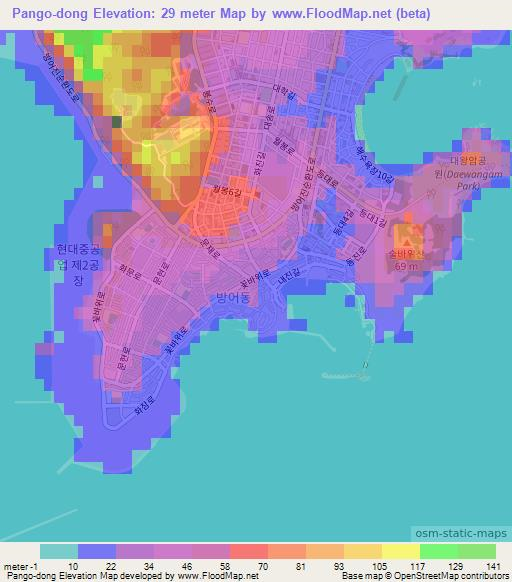 Pango-dong,South Korea Elevation Map
