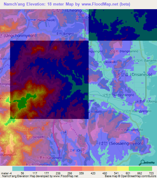Namch'ang,South Korea Elevation Map