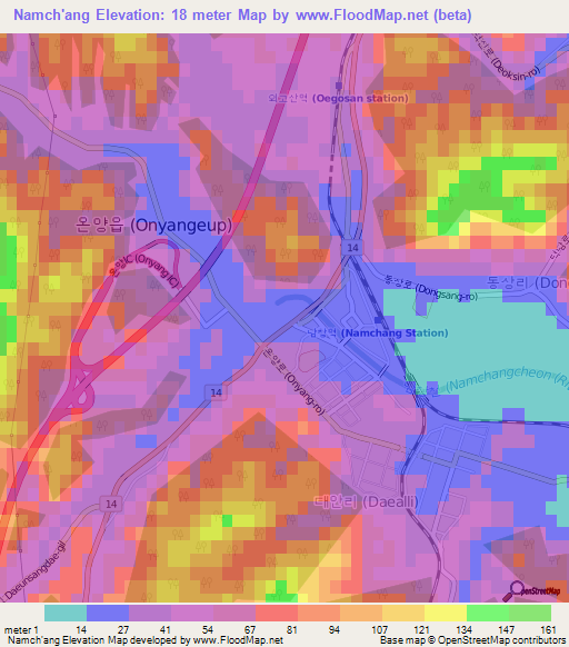 Namch'ang,South Korea Elevation Map