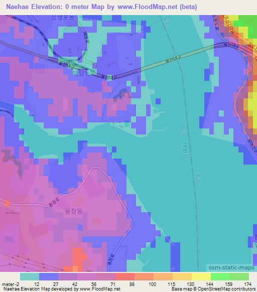 Naehae,South Korea Elevation Map