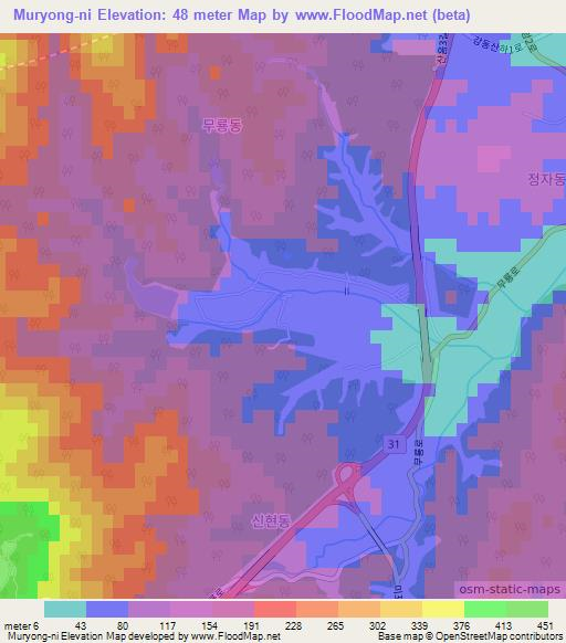 Muryong-ni,South Korea Elevation Map