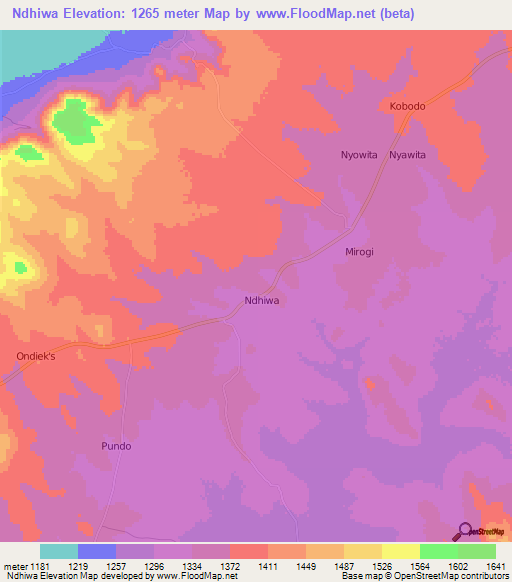 Ndhiwa,Kenya Elevation Map