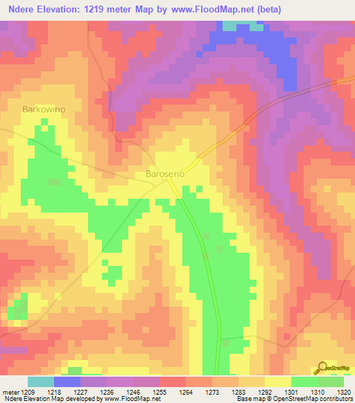 Ndere,Kenya Elevation Map