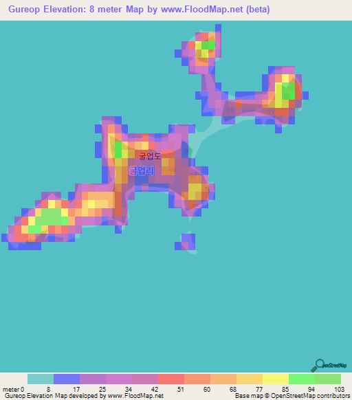 Gureop,South Korea Elevation Map