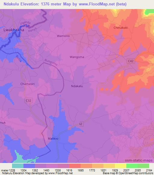 Ndakulu,Kenya Elevation Map