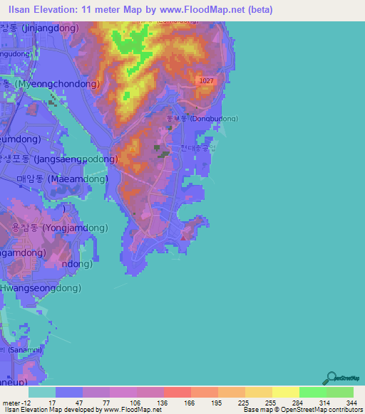 Ilsan,South Korea Elevation Map