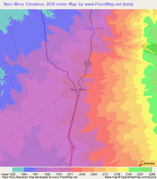 Naro Moru,Kenya Elevation Map