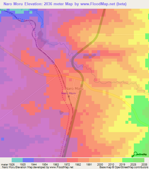 Naro Moru,Kenya Elevation Map