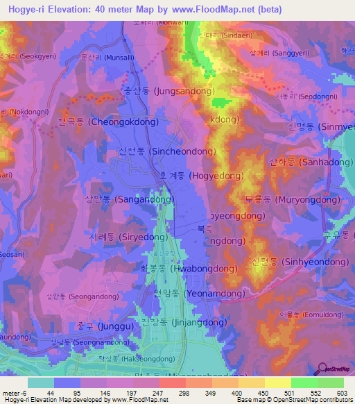 Hogye-ri,South Korea Elevation Map