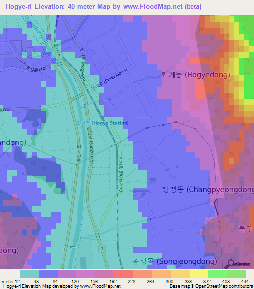 Hogye-ri,South Korea Elevation Map