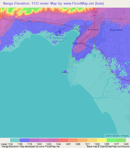 Nanga,Kenya Elevation Map