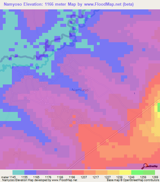 Namyoso,Kenya Elevation Map
