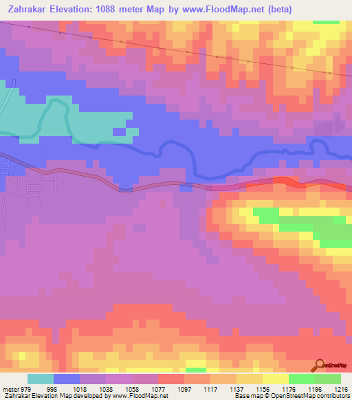 Zahrakar,Iran Elevation Map