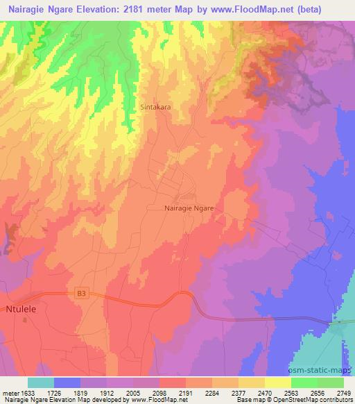Nairagie Ngare,Kenya Elevation Map