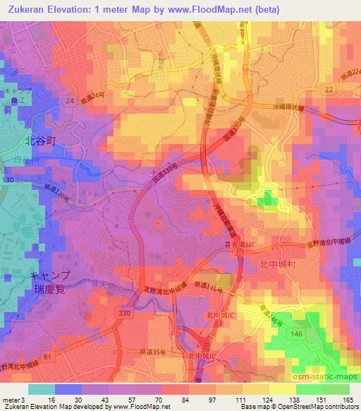 Zukeran,Japan Elevation Map