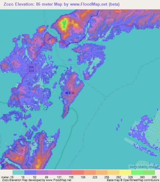 Zozo,Japan Elevation Map