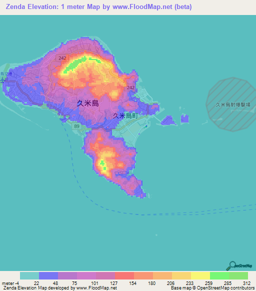 Zenda,Japan Elevation Map