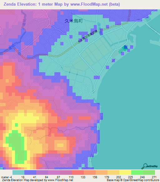 Zenda,Japan Elevation Map