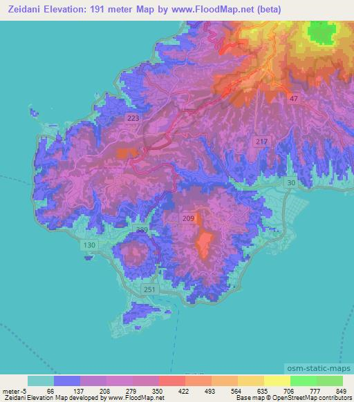 Zeidani,Japan Elevation Map