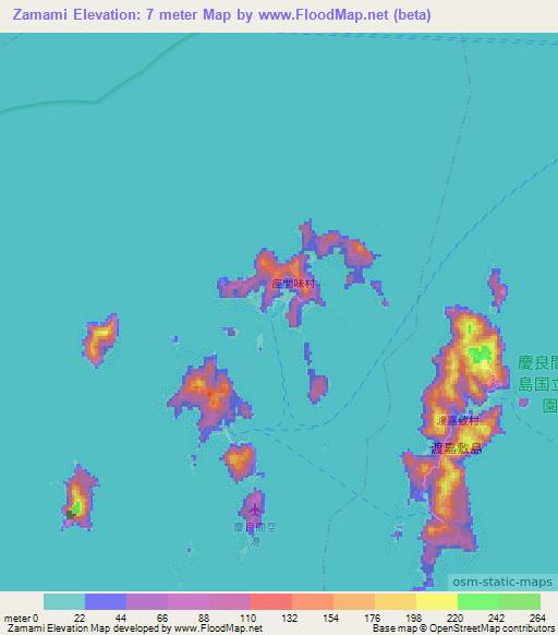 Zamami,Japan Elevation Map