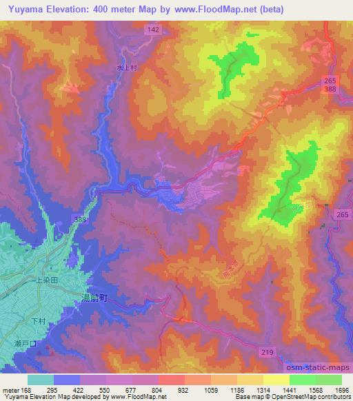 Yuyama,Japan Elevation Map