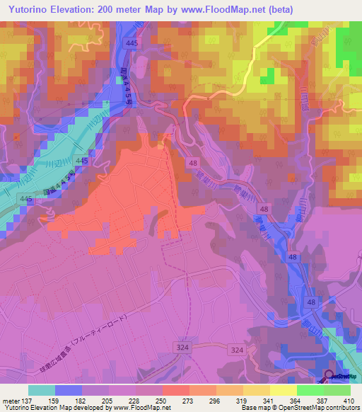 Yutorino,Japan Elevation Map