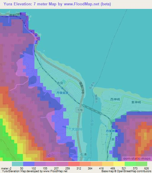 Yura,Japan Elevation Map