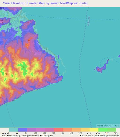 Yura,Japan Elevation Map