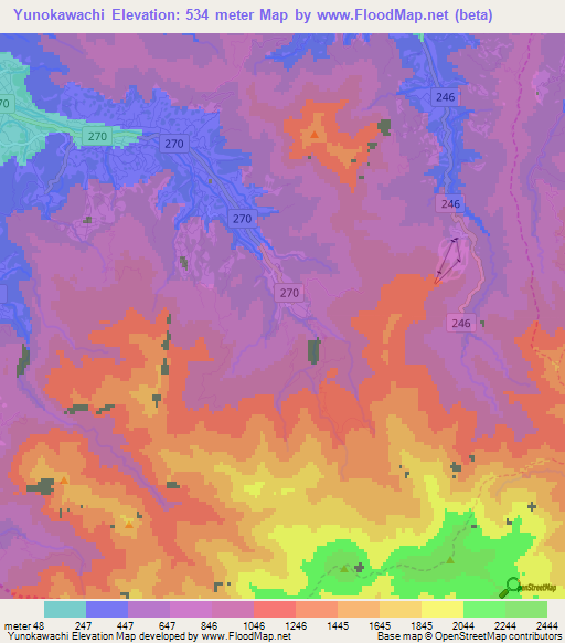Yunokawachi,Japan Elevation Map