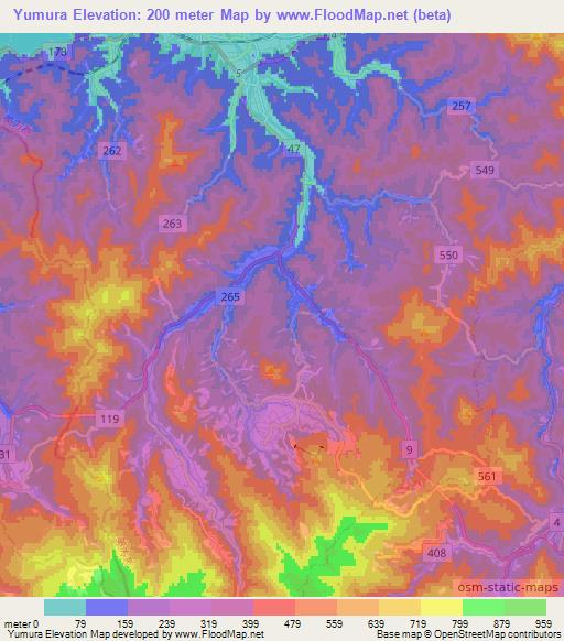 Yumura,Japan Elevation Map