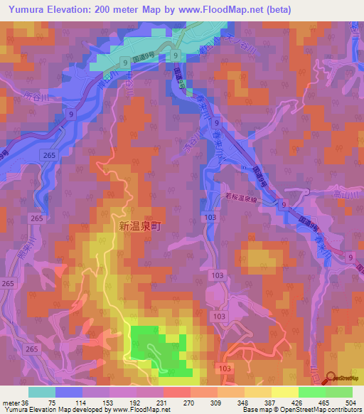 Yumura,Japan Elevation Map