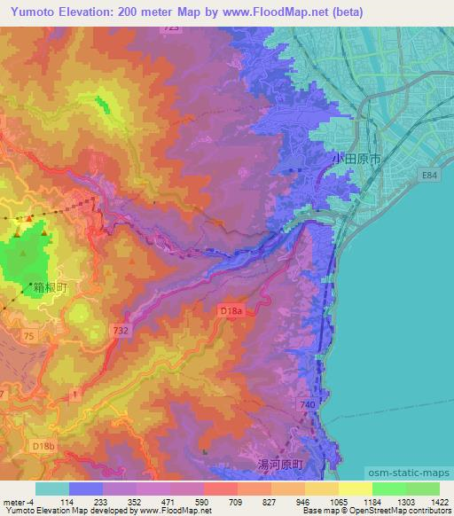 Yumoto,Japan Elevation Map