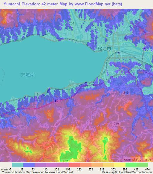 Yumachi,Japan Elevation Map