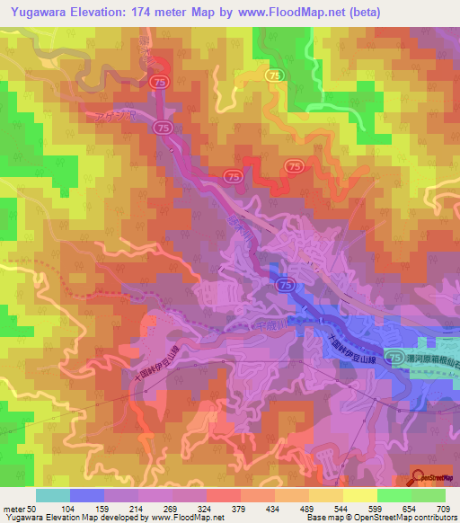Yugawara,Japan Elevation Map
