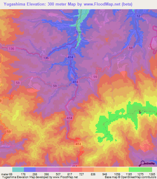 Yugashima,Japan Elevation Map
