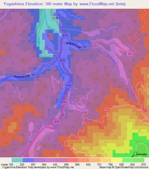 Yugashima,Japan Elevation Map