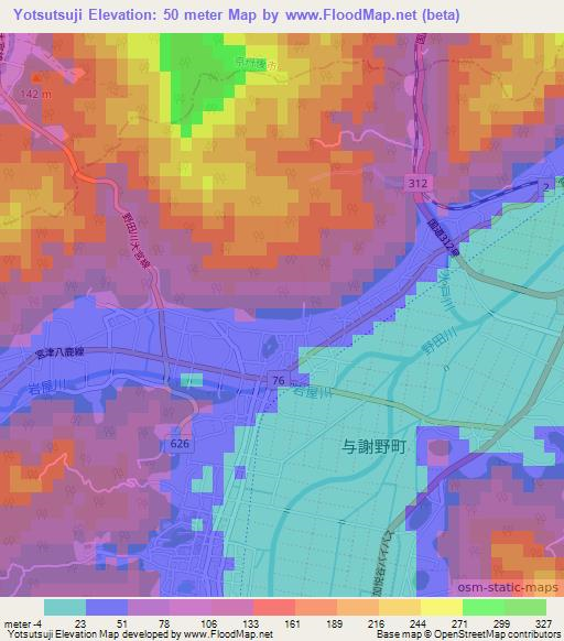 Yotsutsuji,Japan Elevation Map