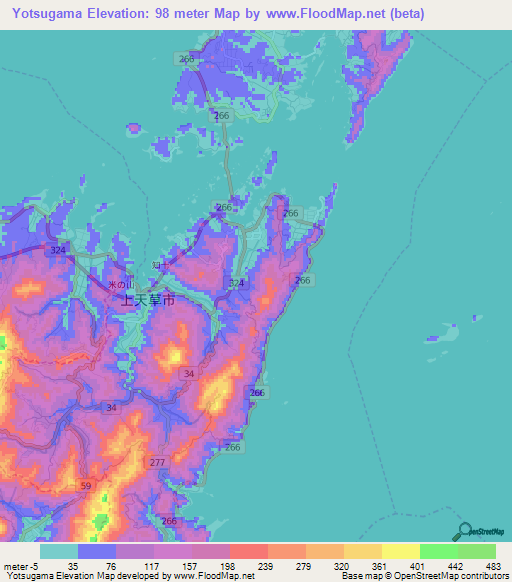 Yotsugama,Japan Elevation Map