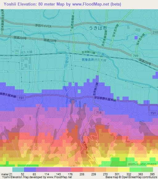 Yoshii,Japan Elevation Map