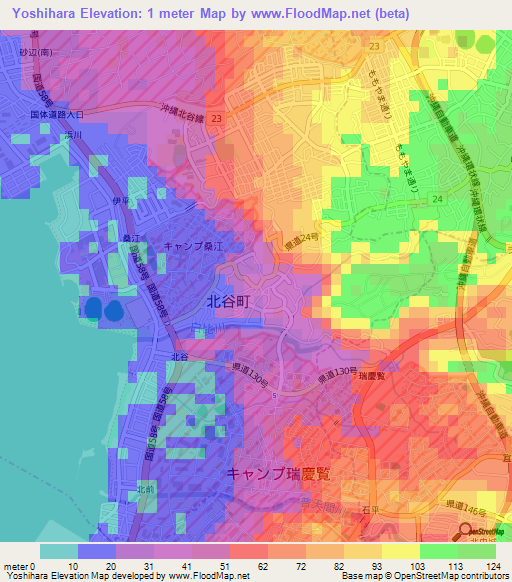 Yoshihara,Japan Elevation Map